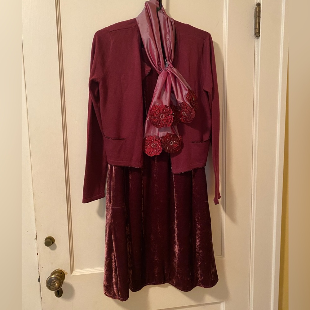 J Jill Velvet Dress Sweater Scarf Set